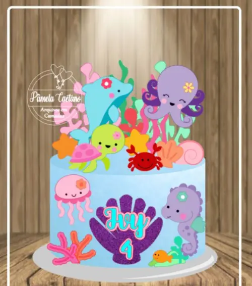 Arquivo de Corte Topo de Bolo - Fundo do Mar