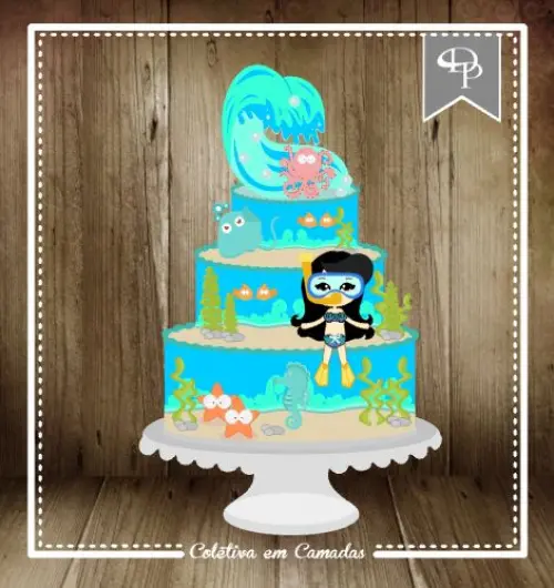 Arquivo de Corte Topo de Bolo - Fundo do Mar