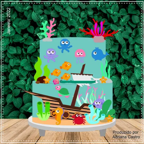 Arquivo de Corte Topo de Bolo - Fundo do Mar