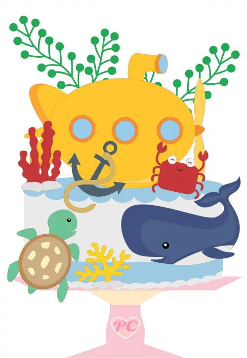 Arquivo de Corte Topo de Bolo - Fundo do Mar