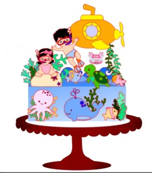 Arquivo de Corte Topo de Bolo - Fundo do Mar