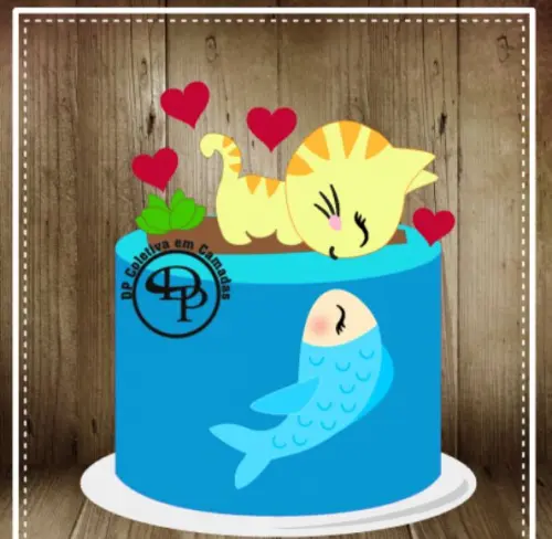 Arquivo de Corte Topo de Bolo - Gatinho