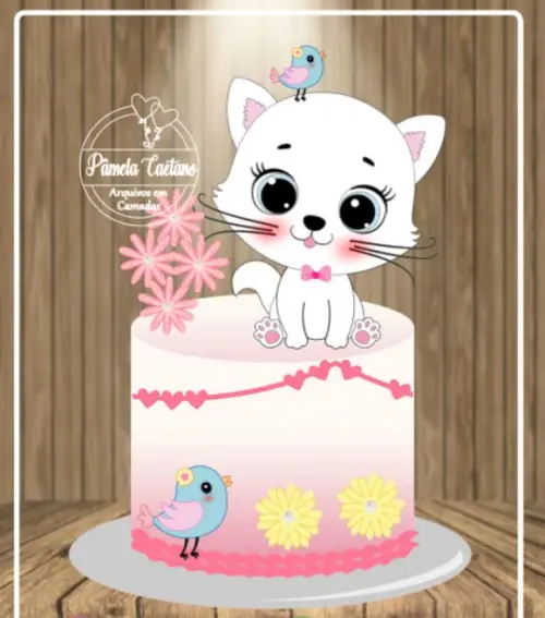 Arquivo de Corte Topo de Bolo - Gatinho