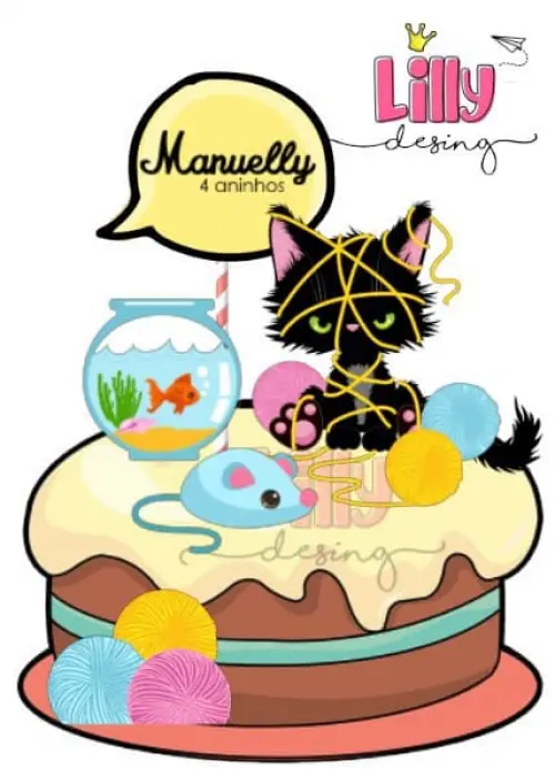 Arquivo de Corte Topo de Bolo - Gatinho