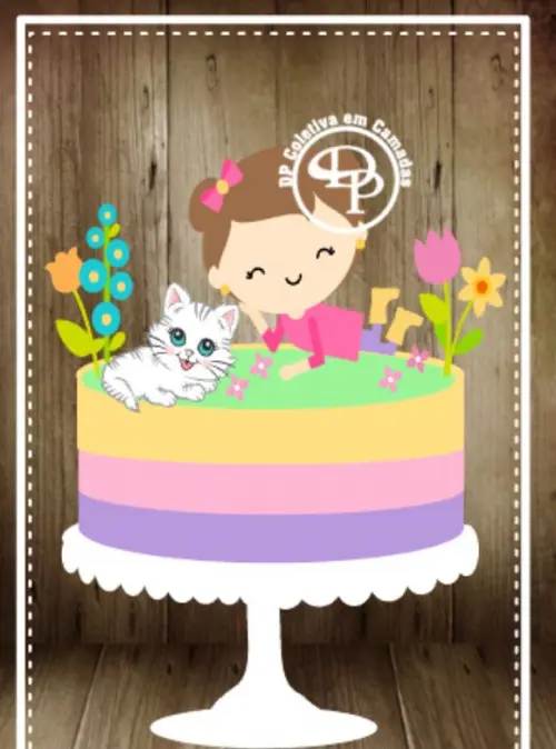 Arquivo de Corte Topo de Bolo - Gatinho