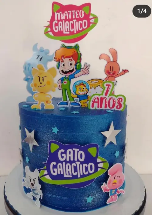 Arquivo de Corte Topo de Bolo - Gato Galáctico