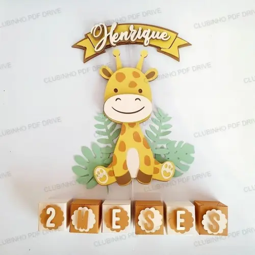 Arquivo de Corte Topo de Bolo - Girafinha