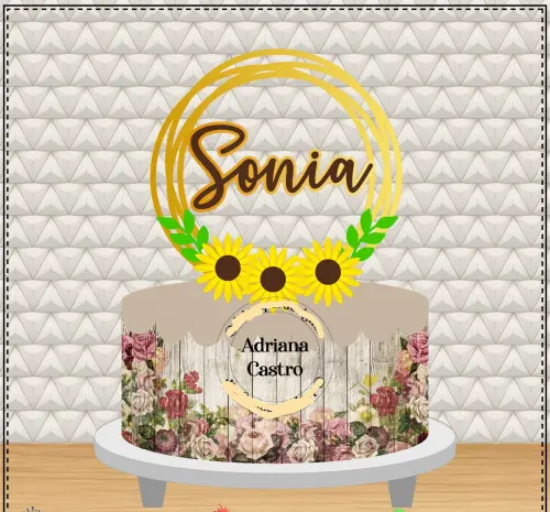 Arquivo de Corte Topo de Bolo - Girassol