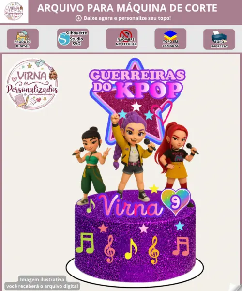 Arquivo de Corte Topo de Bolo - Guerreiras do K-Pop