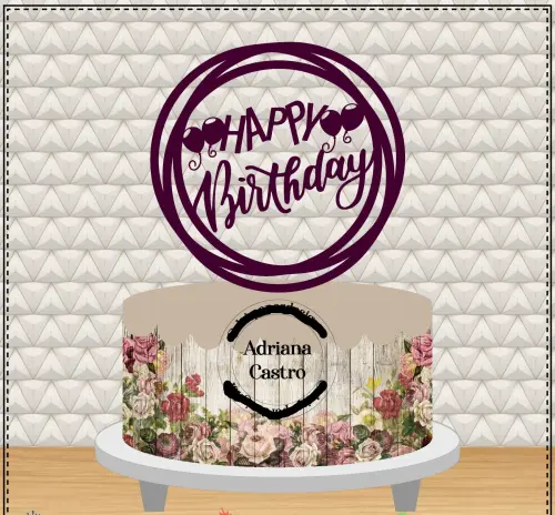 Arquivo de Corte Topo de Bolo - Happy Birthday