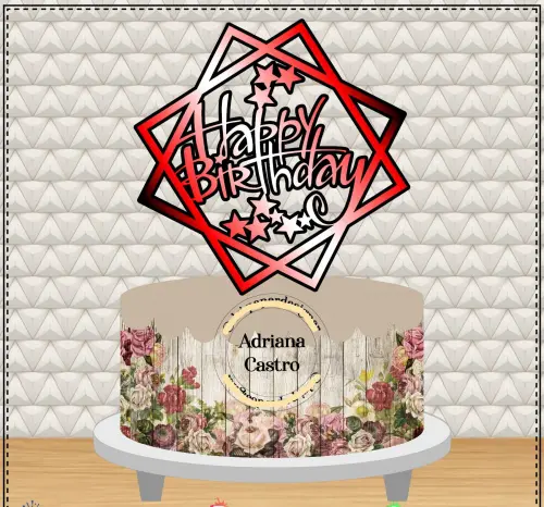 Arquivo de Corte Topo de Bolo - Happy Birthday