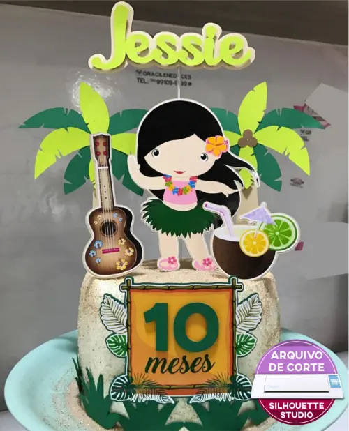 Arquivo de Corte Topo de Bolo - Havai / Luau