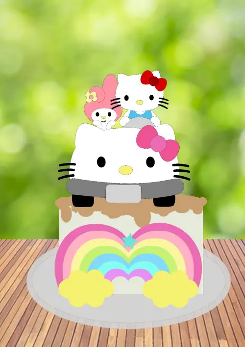 Arquivo de Corte Topo de Bolo - Hello Kitty e Sua Turma