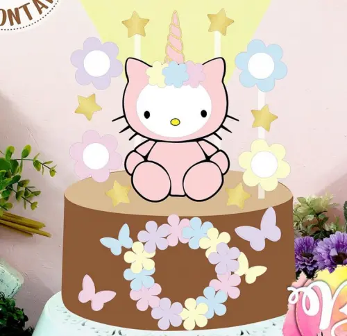 Arquivo de Corte Topo de Bolo - Hello Kitty e Sua Turma