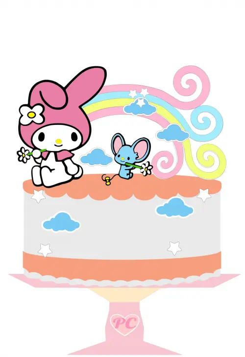 Arquivo de Corte Topo de Bolo - Hello Kitty e Sua Turma