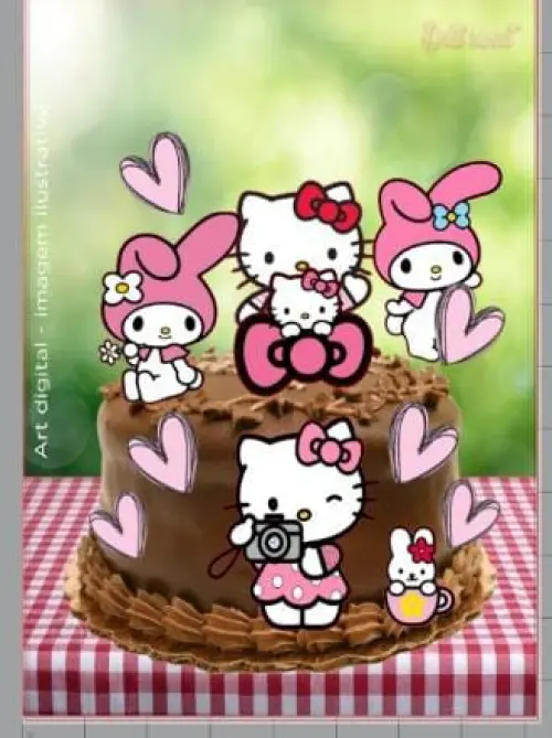 Arquivo de Corte Topo de Bolo - Hello Kitty e Sua Turma