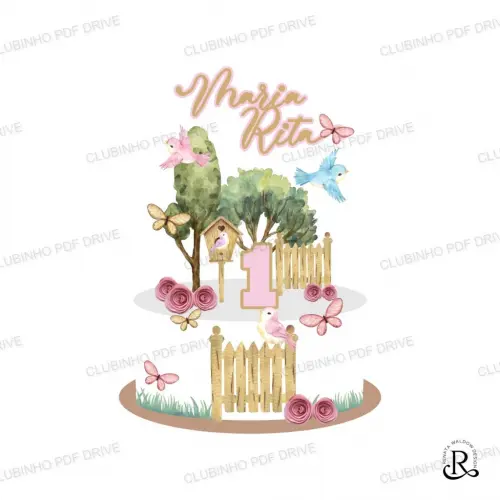 Arquivo de Corte Topo de Bolo - Jardim