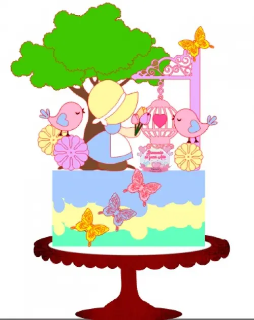 Arquivo de Corte Topo de Bolo - Jardim