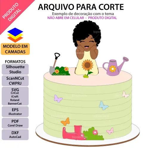 Arquivo de Corte Topo de Bolo - Jardim