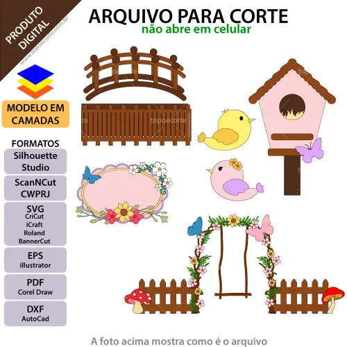 Arquivo de Corte Topo de Bolo - Jardim