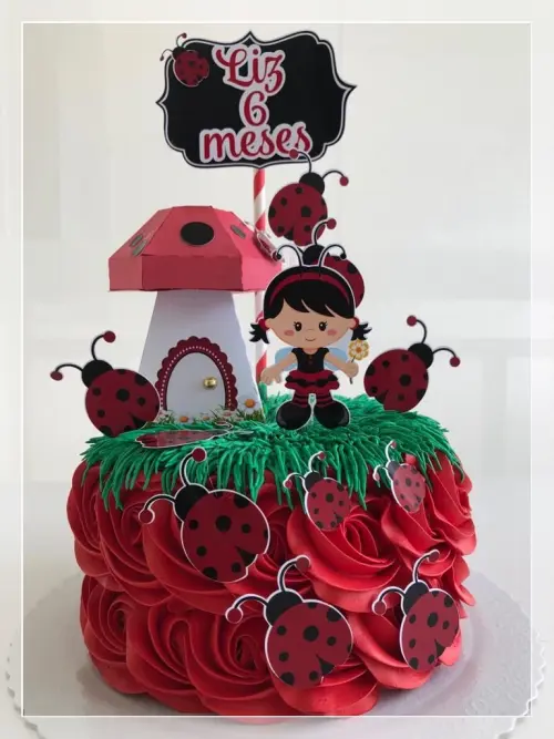 Arquivo de Corte Topo de Bolo - Joaninha