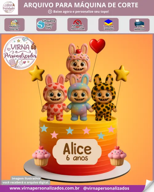 Arquivo de Corte Topo de Bolo - Labubu