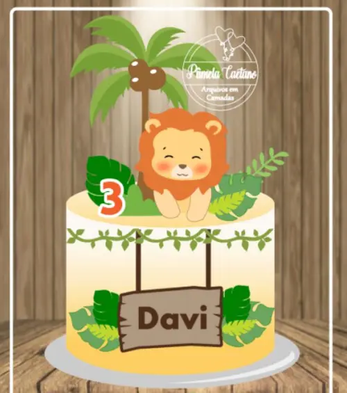 Arquivo de Corte Topo de Bolo - Leãozinho