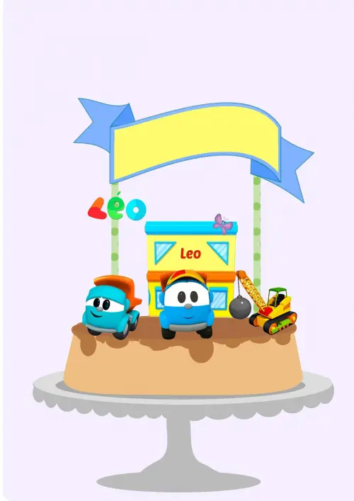 Arquivo de Corte Topo de Bolo - Léo e o Caminhão