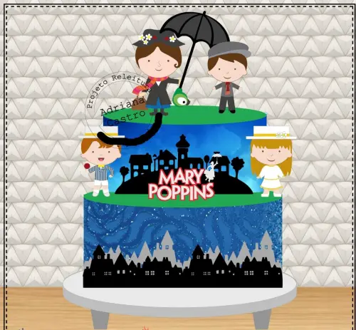 Arquivo de Corte Topo de Bolo - Mary Poppins