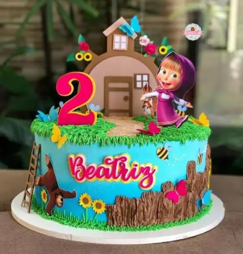 Arquivo de Corte Topo de Bolo - Marsha e o Urso