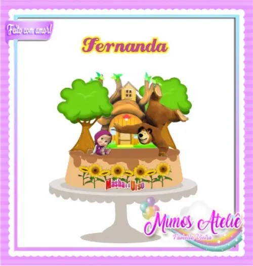 Arquivo de Corte Topo de Bolo - Marsha e o Urso