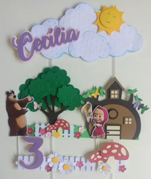 Arquivo de Corte Topo de Bolo - Marsha e o Urso