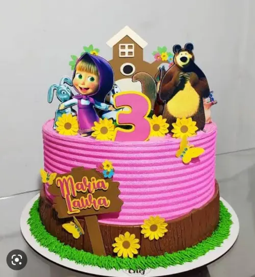 Arquivo de Corte Topo de Bolo - Marsha e o Urso