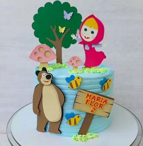 Arquivo de Corte Topo de Bolo - Marsha e o Urso