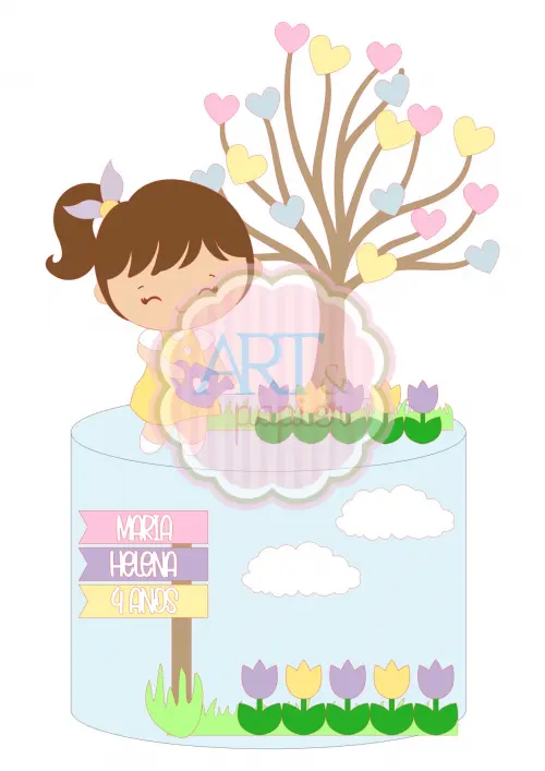 Arquivo de Corte Topo de Bolo - Menina