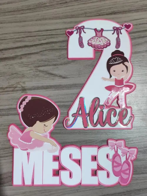 Arquivo de Corte Topo de Bolo - Mesversário Bailarina