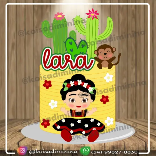 Arquivo de Corte Topo de Bolo - Mesversário Frida Kahlo