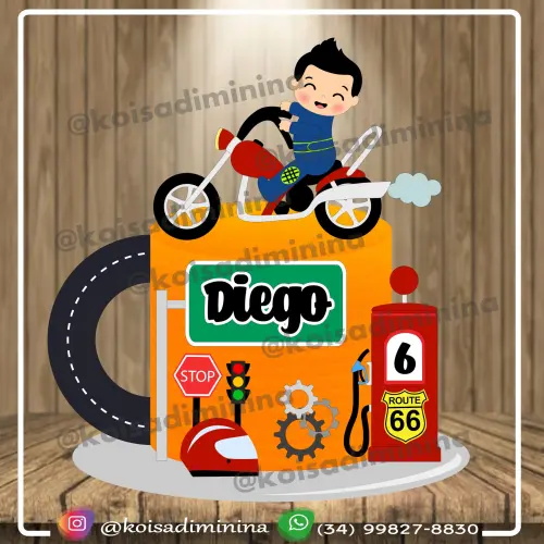 Arquivo de Corte Topo de Bolo - Mesversário Motoqueiro