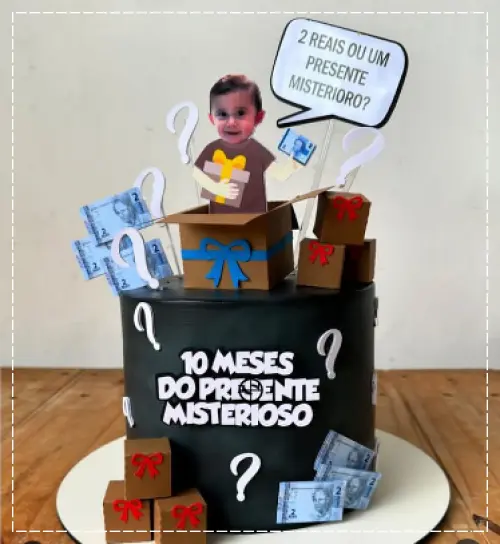 Arquivo de Corte Topo de Bolo - Mesversário Presente Misterioso