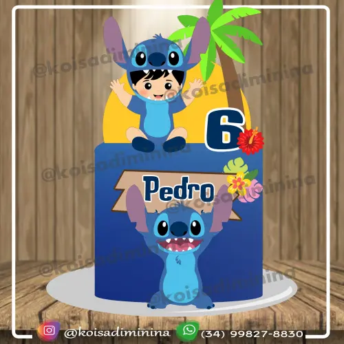 Arquivo de Corte Topo de Bolo - Mesversário Stitch