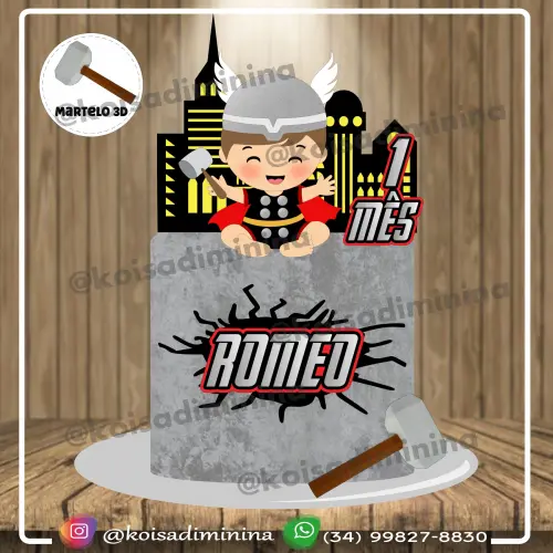 Arquivo de Corte Topo de Bolo - Mesversário Thor