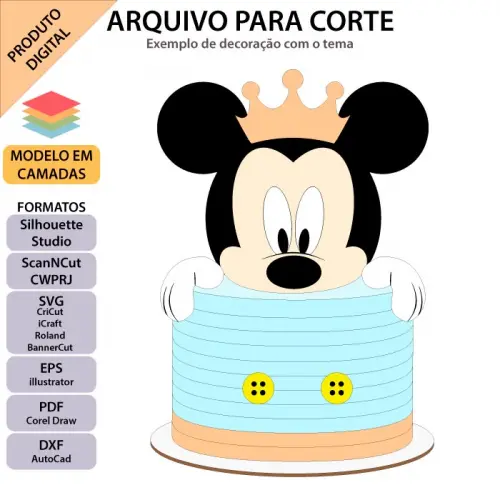 Arquivo de Corte Topo de Bolo - Mickey e sua turma