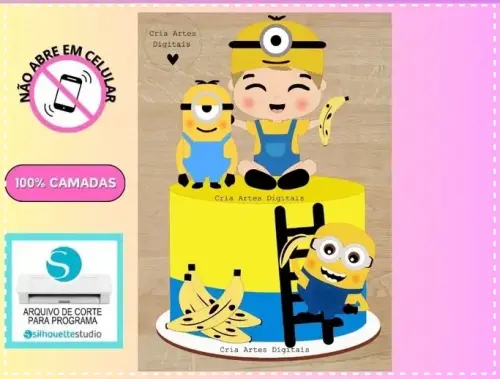 Arquivo de Corte Topo de Bolo - Minions