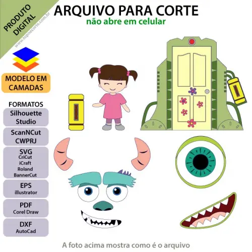 Arquivo de Corte Topo de Bolo - Monstros SA