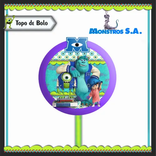 Arquivo de Corte Topo de Bolo - Monstros SA