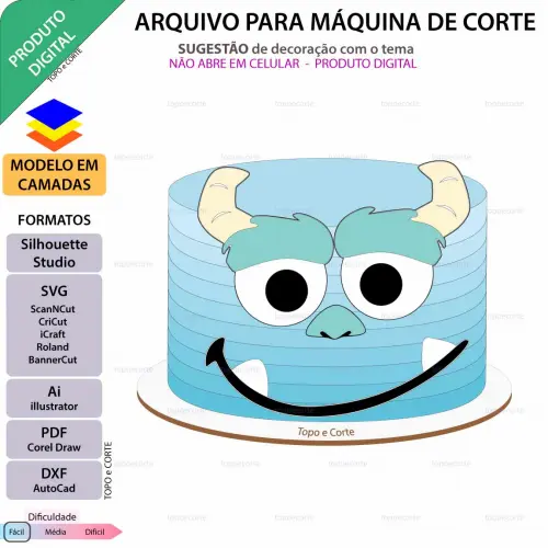 Arquivo de Corte Topo de Bolo - Monstros SA