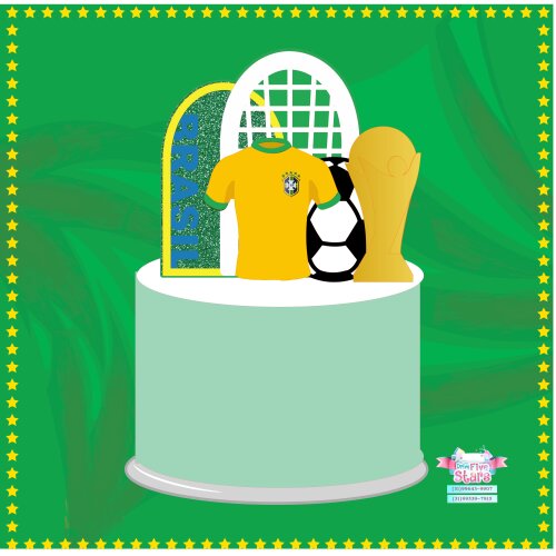Arquivo de Corte Topo de Bolo - Copa do Mundo / Hexa