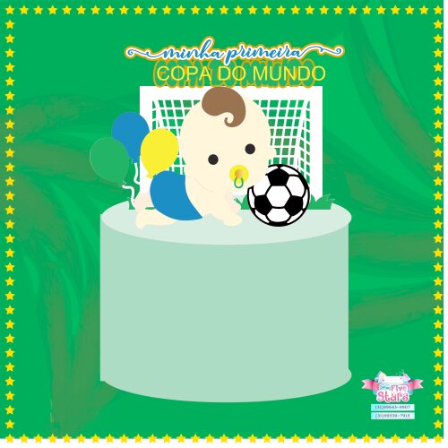 Arquivo de Corte Topo de Bolo - Copa do Mundo / Hexa