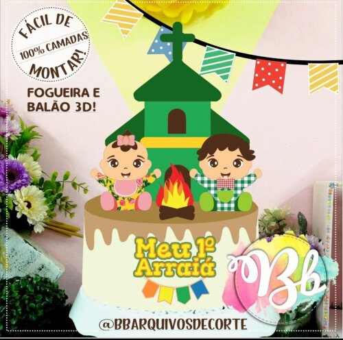 Arquivo de Corte Topo de Bolo - Festa Junina / Arraiá - Cópia