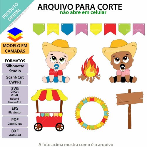 Arquivo de Corte Topo de Bolo - Festa Junina / Arraiá